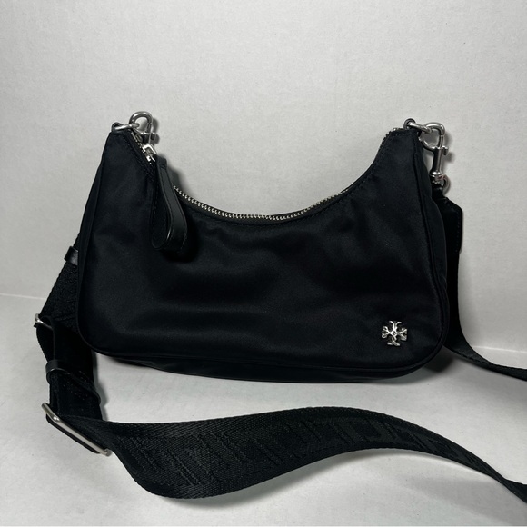 Tory Burch Mercer Nylon Small  Shoulder Bag Black - Picture 1 of 5